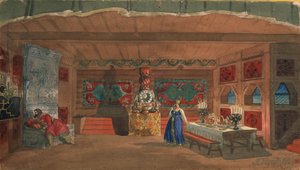 Decorontwerp voor de opera De bruid van de tsaar door N. Rimsky-Korsakov