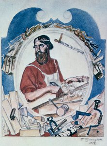 De Timmerman, 1918 door Boris Mikhailovich Kustodiev