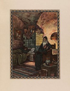 Pimen. Illustratie bij het drama Boris Godunov van A. Pushkin