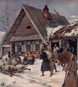 Rode Leger soldaten voeren een gewapende vordering uit in een dorp, Russische Burgeroorlog door Boris Vasilievich Zvorykin