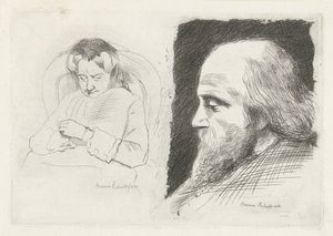Zittende vrouw en portret van een man door Bramine Hubrecht