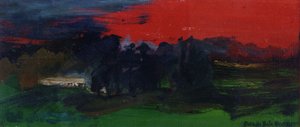 Landschap met een Rode Lucht
