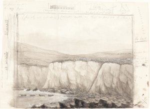 Schets van boten bij een klif door British 19th Century
