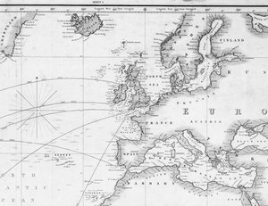 Een algemene kaart voor het uitzetten van het scheepsspoor van Engeland zuidwaarts en rond de wereld (detail)