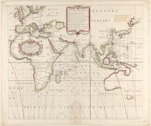 Een nieuwe en correcte zeekaart van de hele wereld die de variaties van het kompas toont zoals ze werden gevonden in het jaar 1700