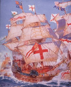 Ark Royal vecht tegen de Spaanse Armada in 1588