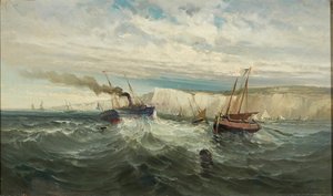 Breken van golven bij de Witte Kliffen van Dover door British School