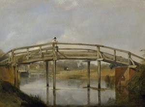 Landschap met een rivier en brug, c. 1830