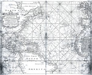 Kaart van de Noord-Atlantische Oceaan door Mount en Page