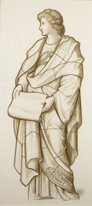 Muse van Literatuur - Cartoon voor Glas-in-lood, c.1890 door British School