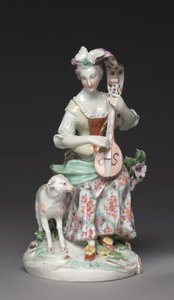 Zittende Musicus, Derby Porcelain Factory, c.1765 door British School