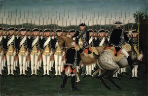 Friedrich II (1712-86) met het Hessen Garde Regiment door Brock