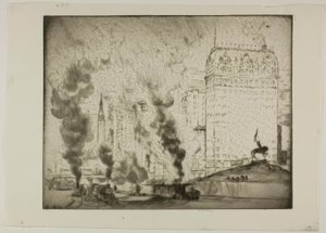 Chicago - Logan Monument door Bror Julius Olsson Nordfeldt