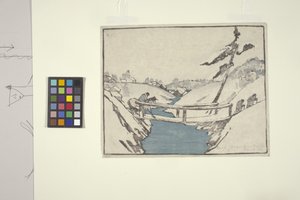 De brug (kleurenhoutsnede) door Bror Julius Olsson Nordfeldt