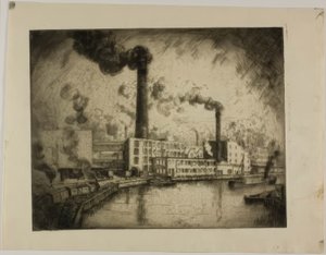 Zonder titel (South Deering - Linkeroever) door Bror Julius Olsson Nordfeldt