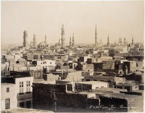 Uitzicht op de daken van Caïro - foto van de Zangali Brothers, eind 19e eeuw