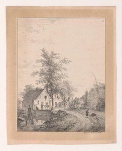 Landweg met huizen door Bruno van Straaten (I)