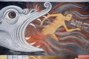 Bulgarije, Rila-klooster, fresco in de kerk van de Geboorte van de Maagd door Bulgarian School