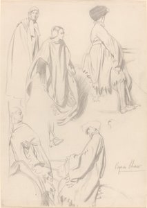 Studies van mannen en vrouwen in middeleeuwse kleding door Byam Shaw