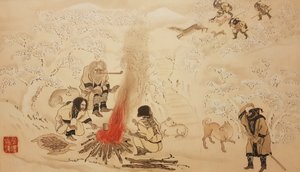 Sika Hert Jacht. Uit de serie De Ainu, Tweede Helft van de 19e eeuw