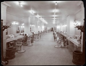 Kapperszaak in het Hotel Knickerbocker, 1906 door Byron Company