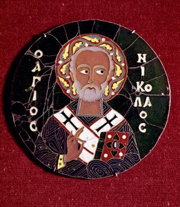 Byzantijnse kunst: representatie van Sint Nicolaas van Myra (of Bari) (4e eeuw). Email van de 10e eeuw door Byzantine