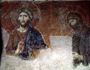 Christus en Johannes de Doper in Hagia Sophia (mozaïek) door Byzantine
