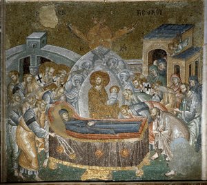 Ontslapen van de Maagd (Mozaïek) door Byzantine