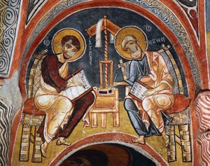 Evangelisten Marcus en Johannes schrijven de Evangeliën