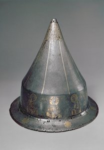 Helm met de Deesis (staal met goud- en zilverinleg)