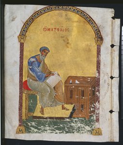 Blad uit een lectionarium met St. Mattheüs, 1057-1063