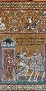 De verdrijving uit het Aards Paradijs, Byzantijns mozaïek, Oude Testament Cyclus-Aards Paradijs, XII-XIII eeuw (mozaïek) door Byzantine