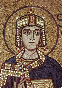 Koning Salomo (detail) van Interieurmozaïeken in de Sint-Marcusbasiliek, 12e eeuw door Byzantine Byzantine