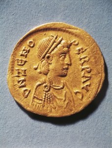 Numismatiek, Oud Rome, Munt die Zeno, Keizer van het Byzantijnse Rijk, voorstelt door Byzantine Byzantine