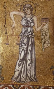 Gerechtigheid (detail) van interieurmozaïeken in de Basiliek van San Marco, 12e eeuw door Byzantine Byzantine