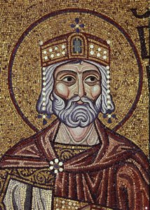 Koning David (detail) van interieurmozaïeken in de Basiliek van San Marco, 12e eeuw door Byzantine Byzantine