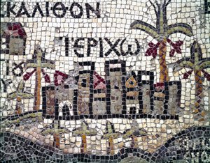 Byzantijnse kunst: oudste kaart van Palestina. Detail van de stad Jericho