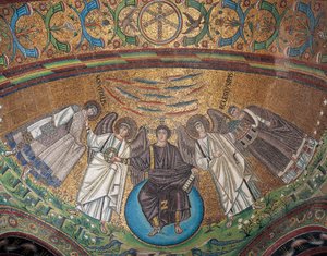 Italië, Emilia-Romagna, Ravenna, Basiliek van San Vitale, Absidiale mozaïek door Byzantine School