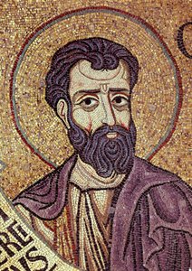 De profeet Hosea (8e eeuw v.Chr.). Werk van een Byzantijnse meester, mozaïek, detail van de decoratie van de basiliek van San Marco in Venetië (Italië) door Byzantine School