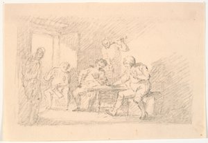 Interieur met spelers door C.A. Lorentzen