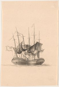 Twee Engelse oorlogsschepen door C.A. Lorentzen