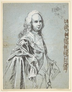 Studie voor een portret, vermoedelijk van A. G. Moltke; rechts op het blad studie voor de ketting van de Orde van de Olifant