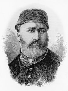Portret van Abdulaziz (1830-1876), 32e sultan van het Ottomaanse Rijk vanaf 1861, gravure
