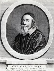 Portret van Axel Oxenstierna Gustafsson (1583-1654), kanselier van het Koninkrijk Zweden, gravure