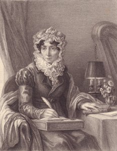Portret van de Franse schrijfster Stephanie-Felicite Ducrest de Saint Aubin, Madame de Genlis (1746-1830), gravure door J.B. and Brown J. Rowbotham