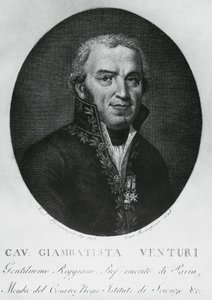 Portret van Giovanni Battista Venturi (1746-1822), Italiaans natuurkundige, diplomaat, wetenschapshistoricus en ontdekker van het Venturi-effect, gravure door J.B. and Brown J. Rowbotham