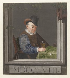 Zittende man met een glas in de hand