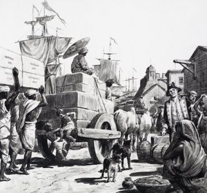 A Levering van goederen aan de pakhuizen van de Oost-Indische Compagnie door C.L. Doughty