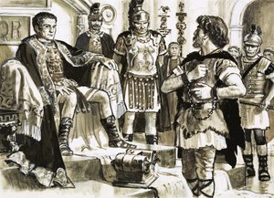 Caractacus confronteert keizer Claudius door C.L. Doughty