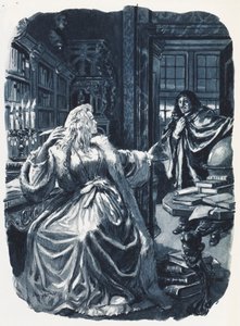 Christina van Zweden ontbood de filosoof Descartes om haar drie keer per week les te geven (kleurenlitho) door C.L. Doughty